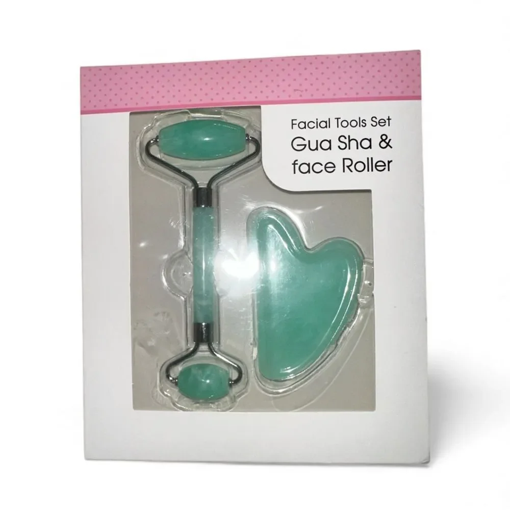 Green Gua Sha and Face Roller Set